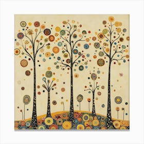 Folk Art Style Mosaic Trees 7 Canvas Print