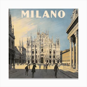 Milano Vintage Travel Poster 5 Canvas Print