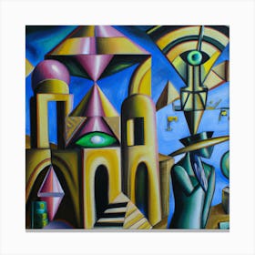 Cubism Oil Painting, Egypt and Secret Societies Canvas Print