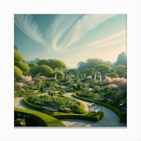 Stunning And Dreamlike Cinematic Photograph Of A Beautiful Garden Canvas Print