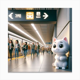 kitty on the way Canvas Print