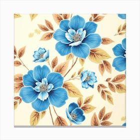 Wallpaper Pattern With Blue Flowers Canvas Print