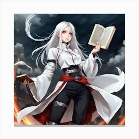 Anime Girl Holding A Book Canvas Print