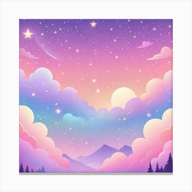 Sky With Twinkling Stars In Pastel Colors Square Composition 314 Canvas Print