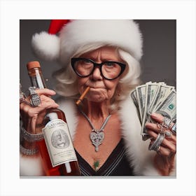 Old Lady With Money Canvas Print