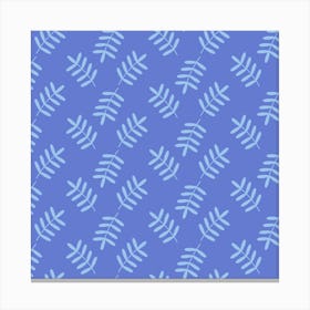 Leaves Ferns Blue Pattern Canvas Print