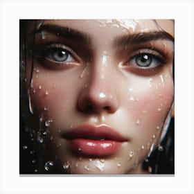 Water Splashed Face Canvas Print