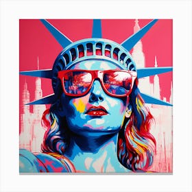 Woman In Sunglasses like Liberty Statue 02 Canvas Print