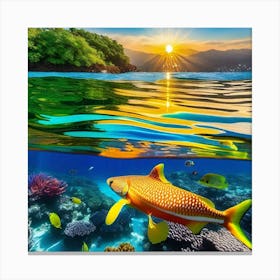 Coral Reef At Sunset Canvas Print