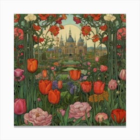 Tulips In The Garden 15 Canvas Print