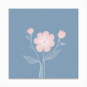 A White And Pink Flower In Minimalist Style Square Composition 180 Canvas Print