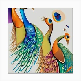 Neon Peacocks Canvas Print