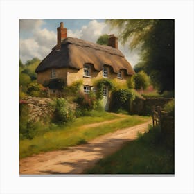 A Rural Summer, Thatch Cottage in Devon Country Leinwandbild