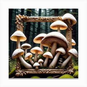 Mushrooms In A Frame 7 Canvas Print