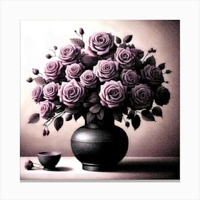 Purple Roses In A Vase 22 Canvas Print