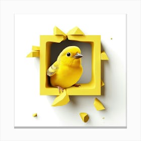 Yellow Bird In A Frame Canvas Print