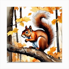 Squirrel In The Autumn Canvas Print