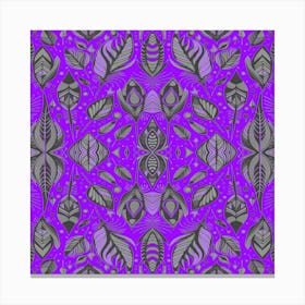 Neon Vibe Abstract Peacock Feathers Black And Purple Canvas Print