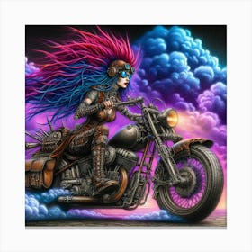 Girl On A Motorcycle 1 Canvas Print