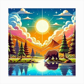 Bear In The Forest Canvas Print