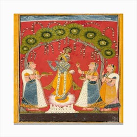 Krishna Fluting, Folio From A Dasavatar Series Canvas Print