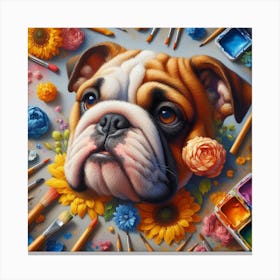 Bulldog Artist Canvas Print