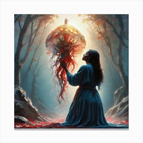 Woman Holding A Jellyfish Canvas Print
