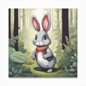 Cartoon Rabbit In The Forest Canvas Print
