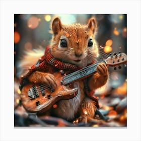 Squirrel Playing Guitar Canvas Print