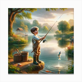 Boy Fishing Canvas Print