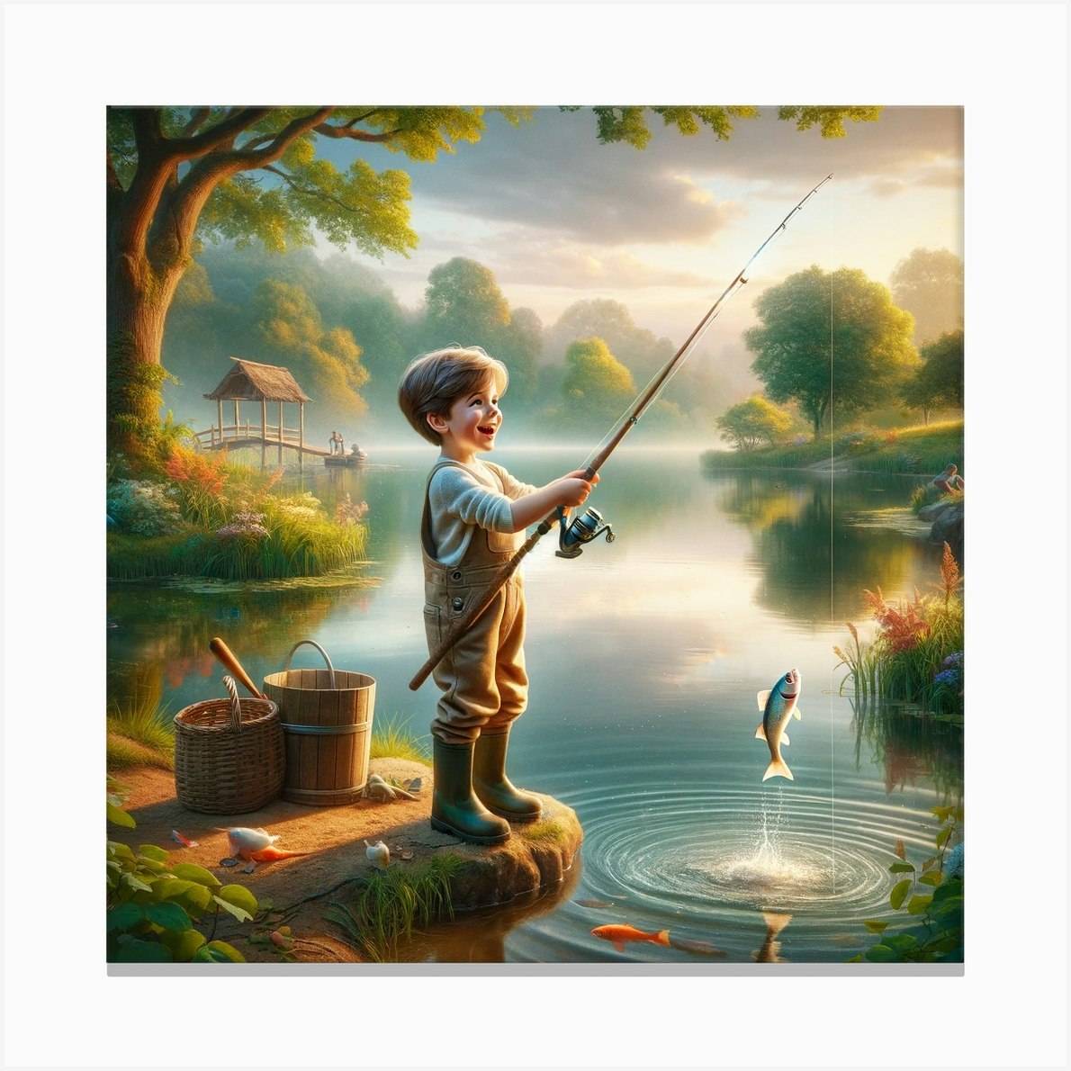 Boy Fishing Canvas Print