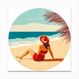 Woman Enjoying The Sun At The Beach 8 Canvas Print