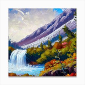 Waterfall in the mountains with stunning nature 7 Canvas Print