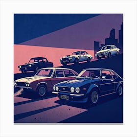 Classic Cars In The City Canvas Print