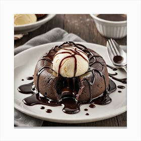 Chocolate Lava Cake A Decadent Chocolate Lava Cake With A Gooey Molten Center Served With A Scoop Of 408837805 Canvas Print