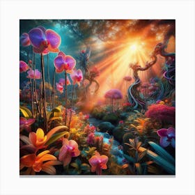 Orchids garden in the forest Canvas Print