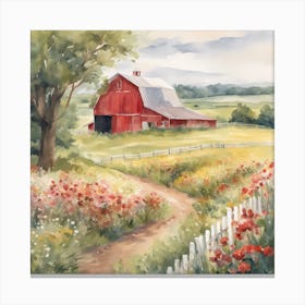 50861 Watercolor Painting Of A Rolling Countryside, With Xl 1024 V1 0 Canvas Print