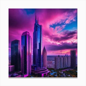 Skyscrapers At Sunset 1 Canvas Print