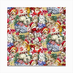 Pattern Kitten Christmas Canvas Print