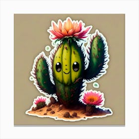 Kawaii Cactus Canvas Print