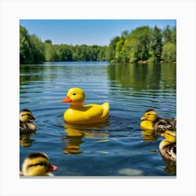 Ducks In The Water Canvas Print