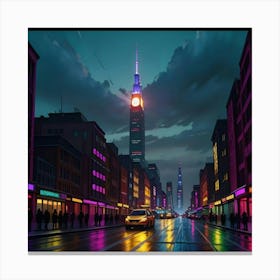 Vibrant Cityscapes Lights in the Urban Night Canvas Print