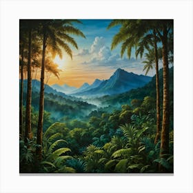 Sunset In The Jungle Canvas Print