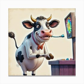 Cow Playing A Slot Machine Canvas Print