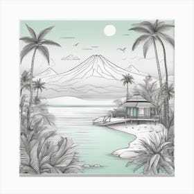 Hawaiian Beach Minimalist Style Landscape Canvas Print