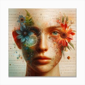 Woman With Flowers On Her Face Canvas Print