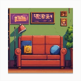 Pixelated Living Room Canvas Print