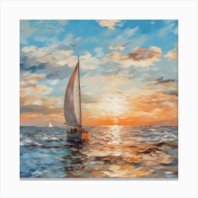 Sailboat At Sunset 2 Canvas Print