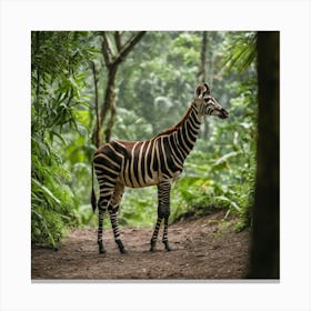 Zebra In The Forest Canvas Print