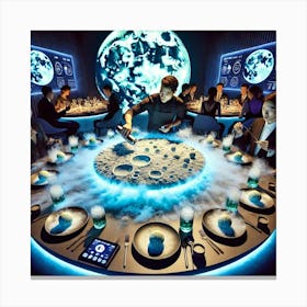 An Interactive Dining Experience In A Futuristic L 1024x1024 Canvas Print